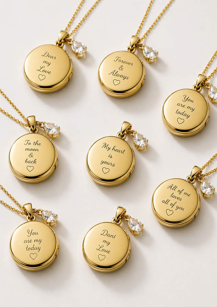 Engraved Photo Locket Necklace