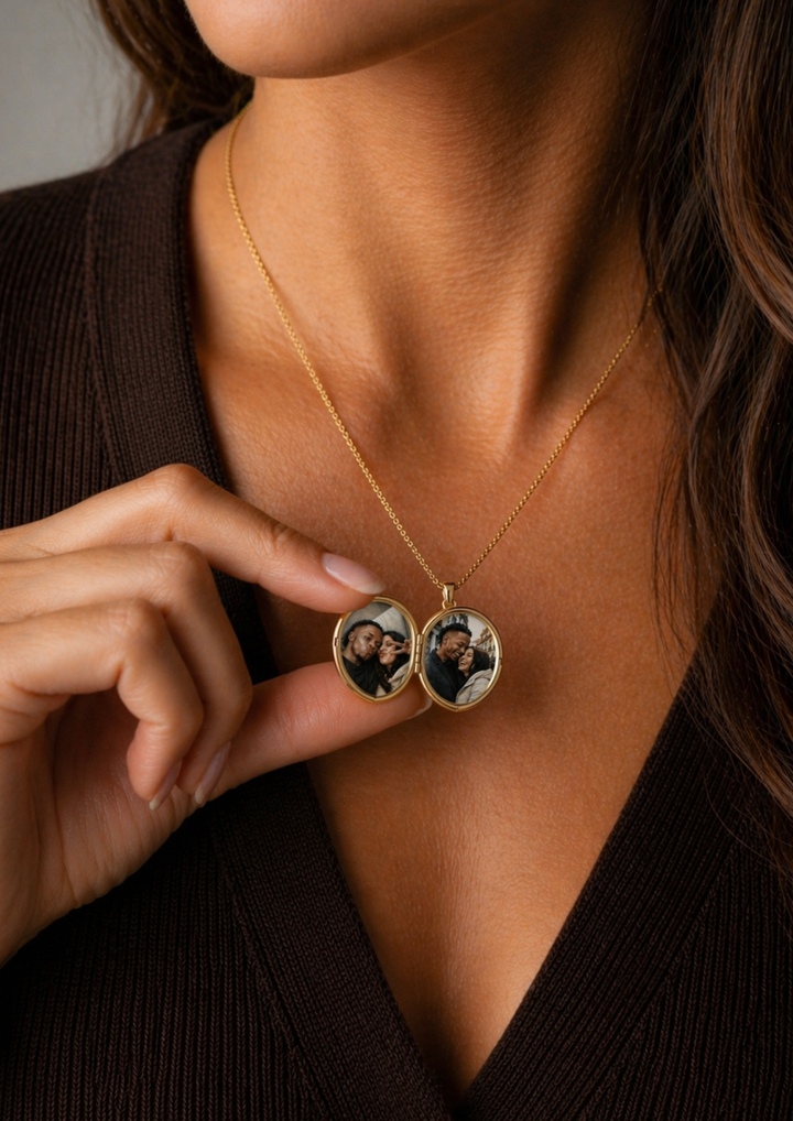 Engraved Photo Locket Necklace